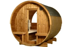 Almost Heaven Evander 6-Person Half-Moon Canopy Barrel Sauna (Heritage Collection)