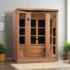 Golden Designs "Hotel" 3-Person Near-Zero EMF FAR Infrared Sauna w/ Himalayan Salt Bar