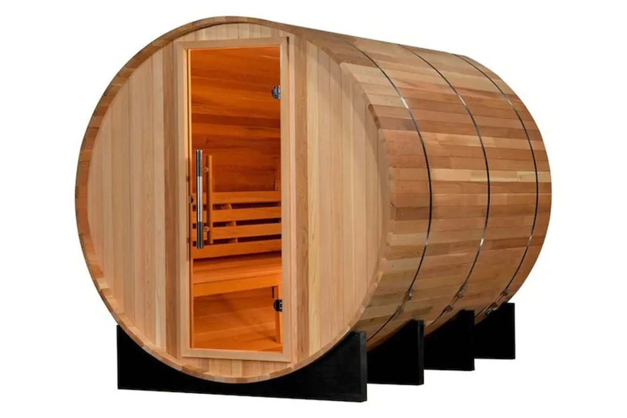 Golden Designs "Marstrand Edition" 6-Person Traditional Outdoor Barrel Steam Sauna with Canadian Red Cedar Wood