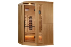 Golden Designs 2-3 Person 8000 Reserve Series Corner Infrared Sauna (w/ Himalayan Salt Bar)