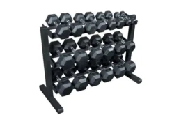 Warrior Rubber Hex Dumbbell Set 5-50lb w/ Rack (🧨JULY 4th SALE)