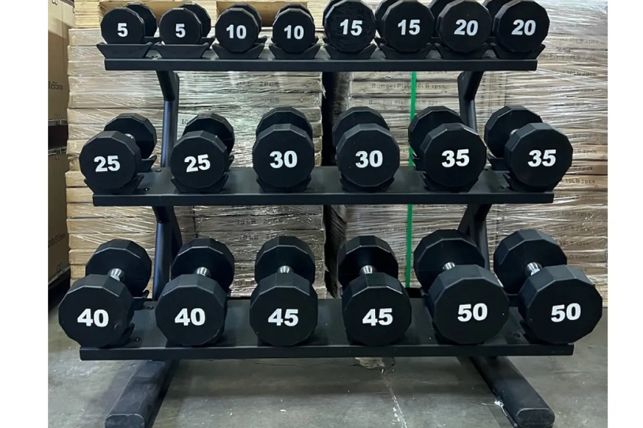 Warrior 12-Sided Urethane Dumbbell Set (5-50lb)